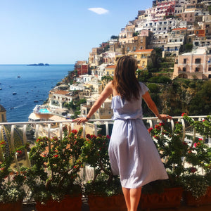 Positano, girl in Positano, Postino villa view